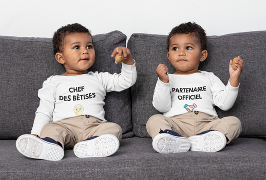 Body jumeaux - Chef des bêtises (duo) | Body bébé jumeaux drôle