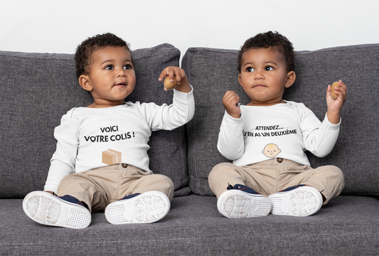 Body jumeaux - Voici votre colis (duo) | Body bébé jumeaux drôle